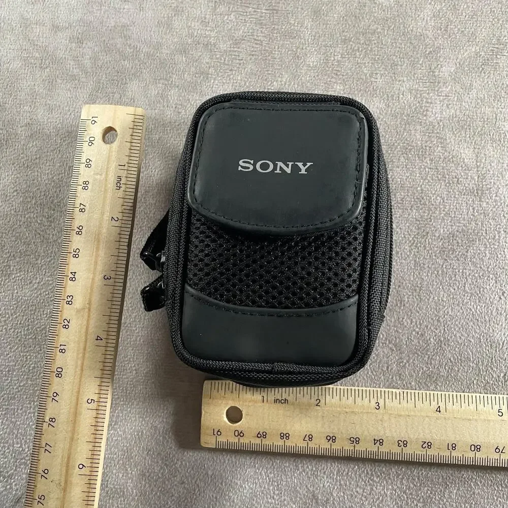 Sony LCS-CSQ Compact Digital Camera Case Bag Black Nylon Mesh Zipper Pouch